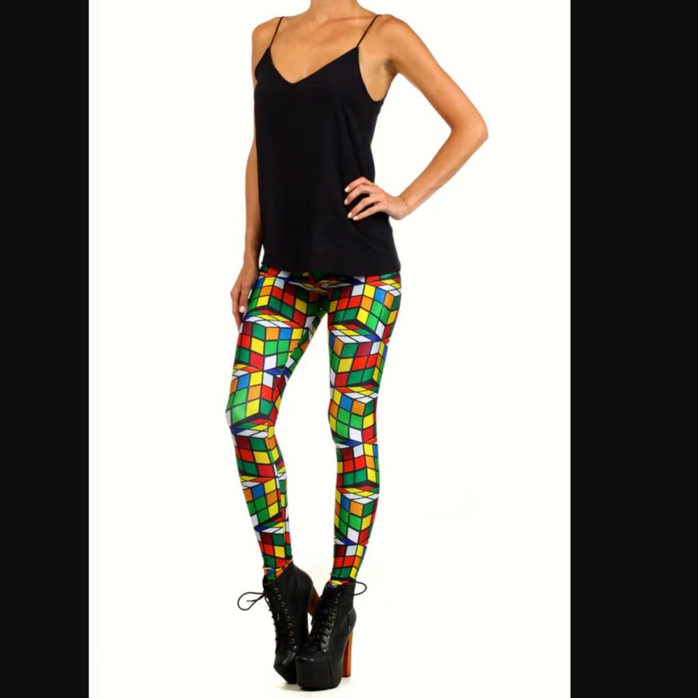Poprageous Rubix Cube Leggings - 80's Retro size M